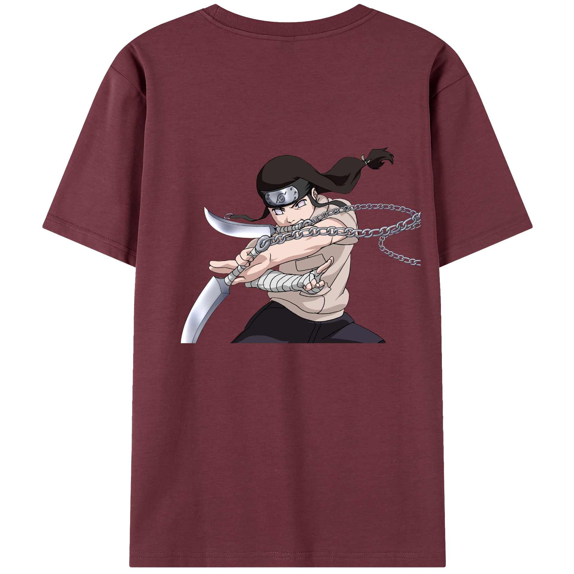 （画像用） NARUTO -ナルト- 日向ネジ Hyūga Neji 綿100％半袖Tシャツ（背面プリント）